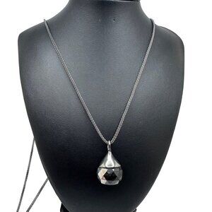 Chico's Necklace Jewelry Statement 40" Adjustable Black Chain Faceted Ball